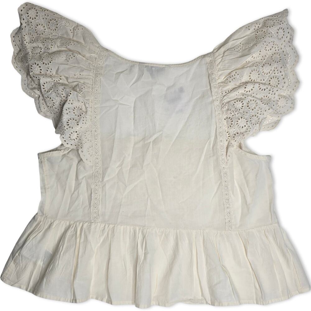 American Eagle Eyelet Lace Peplum Top Womens M Ivory Cottagecore Boho NWT - Picture 3 of 12